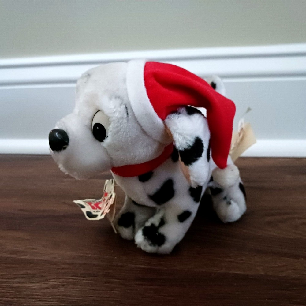 Vintage Walt Disney 101 Dalmatians Applause Puppy Plush Dog Santa Hat #51514